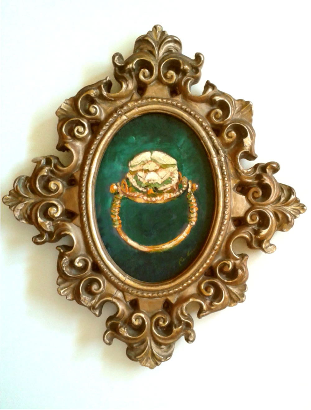 Museo EPDO Oristano - Scarabeo anello in oro - Dipinto ad olio di Roberto Cau